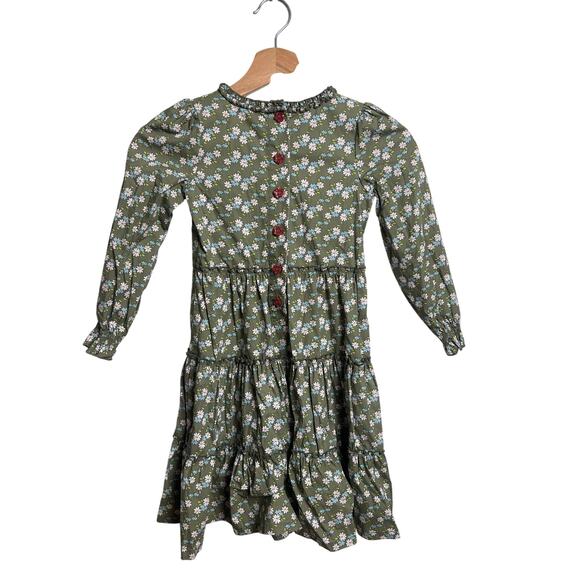 Matilda Jane Tiered Dress Secret Fields Olive Green Floral Girl Size 6 - Picture 3 of 5